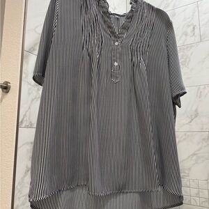 Black and White Striped Women's Top